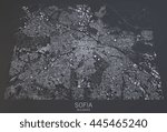 Map of Sofia, satellite view, Bulgaria, 3d rendering