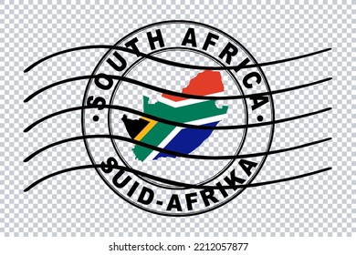 Map Of South Africa, Postal Passport Stamp, Travel Stamp, Clipping Path