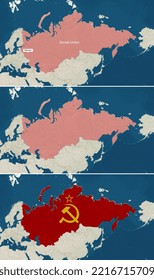 The map of Soviet Union with text, textless, and with a flag