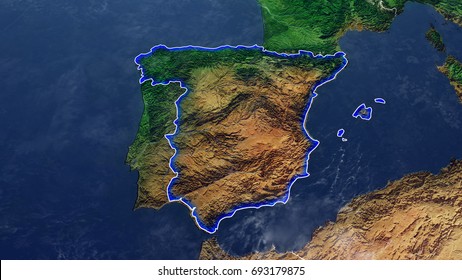 Map Of SPAIN Elements of this image furnished by NASA 3D rendering 3D illustration
