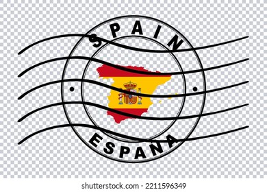 Map Of Spain, Postal Passport Stamp, Travel Stamp, Clipping Path