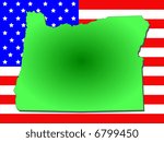 Map of the State of Oregon and American flag JPG