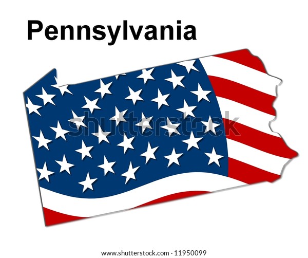 Map State Pennsylvania American Flag Stock Illustration 11950099