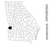 Map of Stewart County in Georgia state on white background. single County map highlighted by black colour on Georgia map. UNITED STATES, US