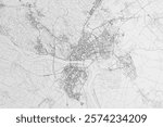 Map of the streets of Bratislava (Slovakia) on white background. Top flat view. 3d render, illustration