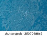 Map of the streets of Curitiba (Brazil) made with white lines on blue background. Top flat view. 3d render, illustration