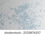 Map of the streets of Islamabad (Pakistan) made with blue lines on white paper. Top flat view. 3d render, illustration