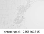 Map of the streets of Thunder Bay (Canada) on white background. Top flat view. 3d render, illustration