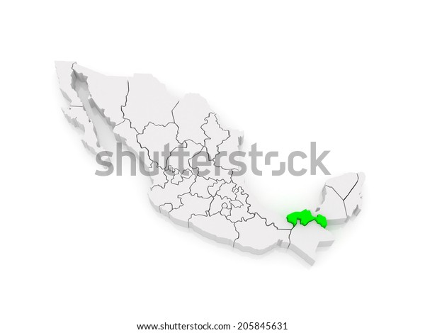 Map Tabasco Mexico 3d Stock Illustration 205845631