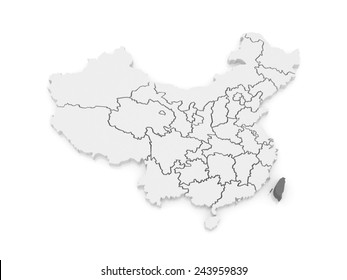 Map Of Taiwan. China. 3d