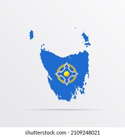 Map Tasmania Combined With Collective Security Treaty Organization (CSTO) Flag.