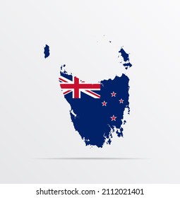 map Tasmania combined with New Zealand flag.