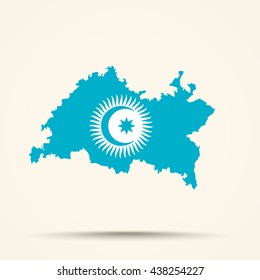 Map Of Tatarstan In Turkic Council Flag Colors