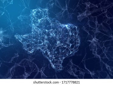 The Map Of Texas Indicating A Connected Web Of Dots And Lines. (series)