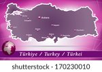 Map of Turkey with abstract background in violet