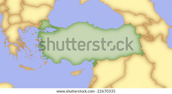 Map Turkey Borders Surrounding Countries Royalty Free Stock Image