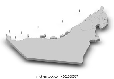 Map - United Arab Emirates - 3D-Illustration