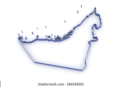 Map Of United Arab Emirates (UAE). 3d