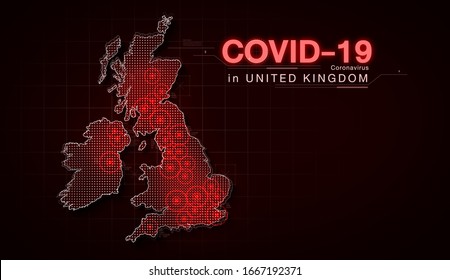 Map Of United Kingdom With Coronavirus Or Covid-19 Infected Countries.