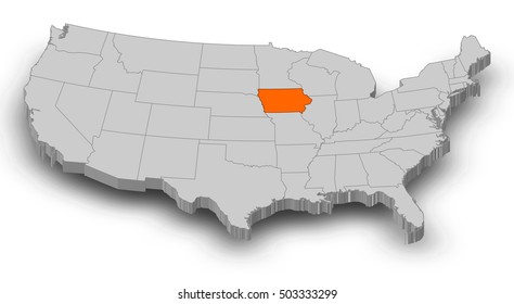 Map United States Iowa 3dillustration Stock Illustration 503333299 Map United States Iowa 3dillustration 260nw 503333299