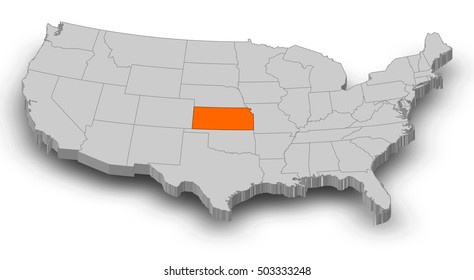 Map United States Kansas 3dillustration Stock Illustration 503333248 Map United States Kansas 3dillustration 260nw 503333248