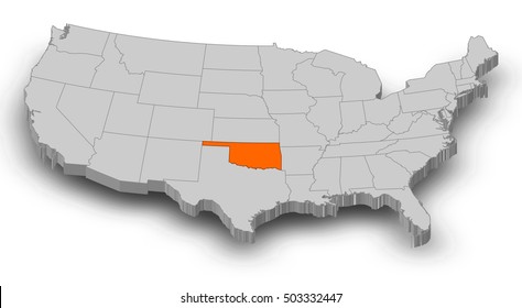 Map - United States, Oklahoma - 3D-Illustration