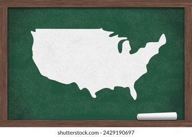 Map of the US on a chalkboard 3D Illustration 