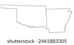 Map of the US states with districts. Map of the U.S. state of Arkansas,Oklahoma