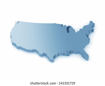 Map of USA  - 3D high resolution render
