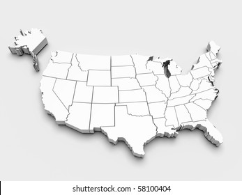 Map of USA. 3D render