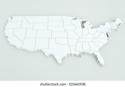 Map of USA. Highly detailed 3D rendering