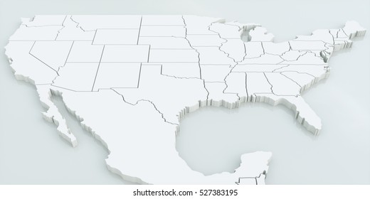 Map Of USA And Mexico. Highly Detailed 3D Rendering