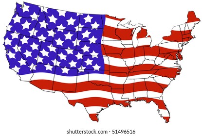 Usa Map California Highlighted Flag Color Stock Illustration 51495916 ...