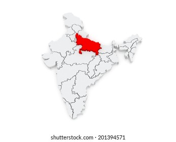 Map Uttar Pradesh India 3d Stock Illustration 201394571