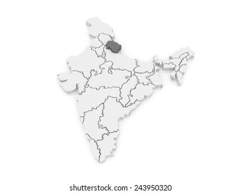 Map Uttarakhand India 3d Stock Illustration 243950320