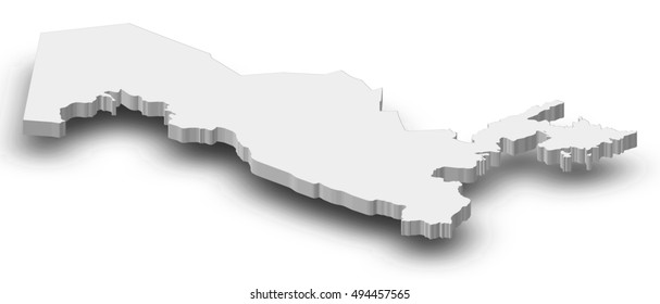 Map - Uzbekistan - 3D-Illustration
