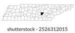 Map of Van Buren County in Tennessee state on white background. single County map highlighted by black colour on Tennessee map. UNITED STATES, US.