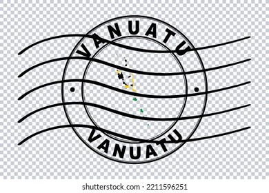 Map Of Vanuatu, Postal Passport Stamp, Travel Stamp, Clipping Path