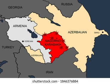 Nagornokarabakh On Outline Geographic Map Nagornokarabakh Stock ...