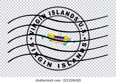 Map Of Virgin Islands US, Postal Passport Stamp, Travel Stamp, Clipping Path