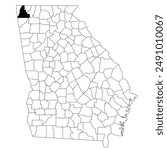 Map of Walker County in Georgia state on white background. single County map highlighted by black colour on Georgia map. UNITED STATES, US