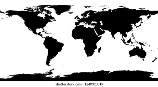 Map Of The World Colored In Black And White - Projection In Geographic Coordinate System - 3d Illustraion