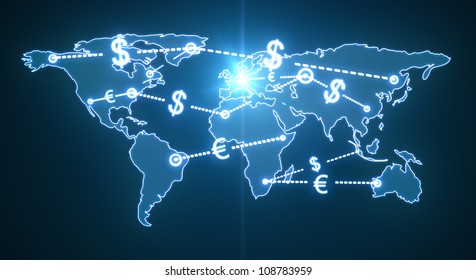 Map World Money Traffic Concept