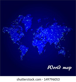 map of the world on dark blue background raster
