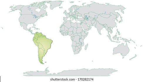 Map World South America Borders - Map World South America Borders 260nw 170282174