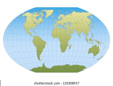 Map Of The World In Winkel Tripel Projection With Graticule. Centered In Europe And Africa