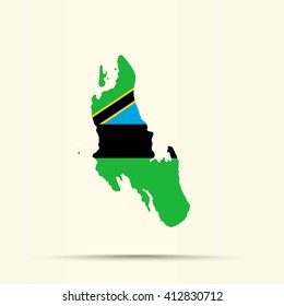 Map Of Zanzibar In Zanzibar Flag Colors