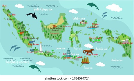 Maps Indonesia Landmark Education Child Stock Illustration 1764094724 ...