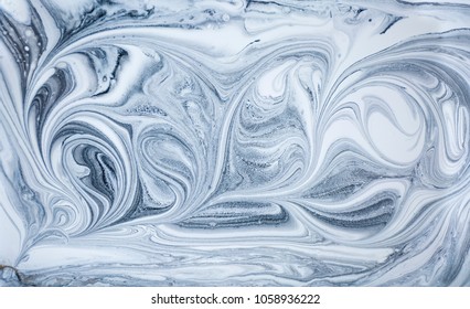 Marble Abstract Acrylic Background. Nature Blue Marbling Artwork Texture.