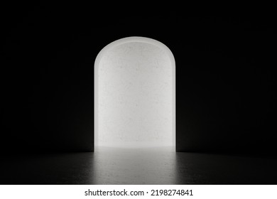 Marble Arc With Back Light. Black And White 3d Illustration. 3D Illustration